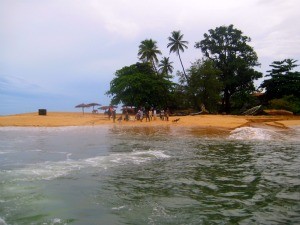 Locals on lakka beah waving