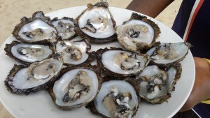 Oysters at the Lakka beach restaurant